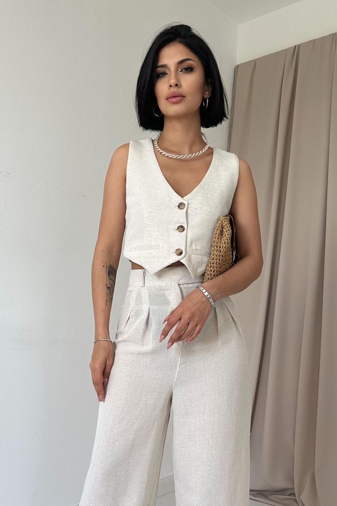 Crop Vest & Broek Beige